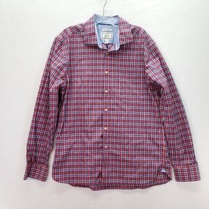 Jos A Bank 1905 Shirt Mens Large Tailored Fit Red Plaid Button‎ Down Long Sleeve